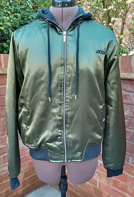 Buy Womens SIKSILK Jacket Size 12 M Hoodie Green Black Shiny Excellent Condition • 29.50£