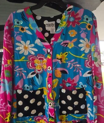 Buy Vanity Jacket Size SMALL Multicolored Floral Button Front Sequins • 11.36£
