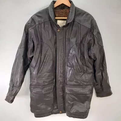 Buy Canda Genuine Leather Jacket Dark Brown L-XL Full Zip Mens Vintage Lined • 35.99£