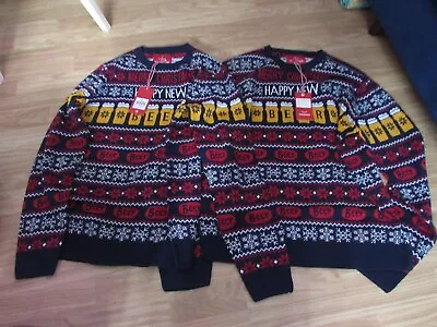 Buy Mens Novelty Merry Christmas/happy New Beer Themed Jumpers Sizes M/xl Threadbare • 12.50£