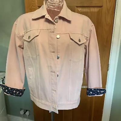 Buy M&s Per Una Oversized Pale Pink Denim Jacket Size 14.  Excellent Condition • 16.99£