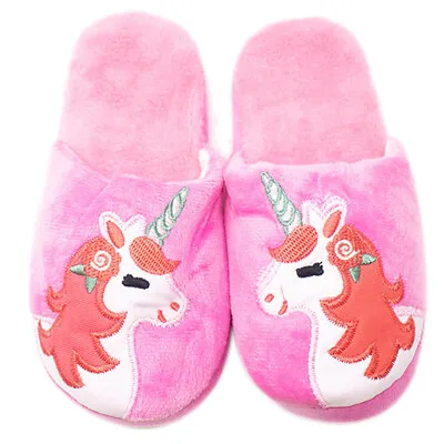 Buy Thomas Calvi Girls Slippers, Kids Pink Unicorn Backless House Slip-On 10 To 2 UK • 6.99£