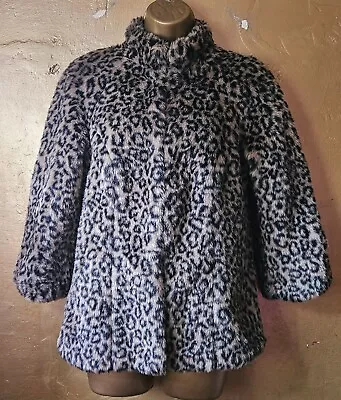 Buy London, CCC Leopard Print Faux Fur,s.8 Jacket, Lined, Hook Fastening,high Collar • 45£