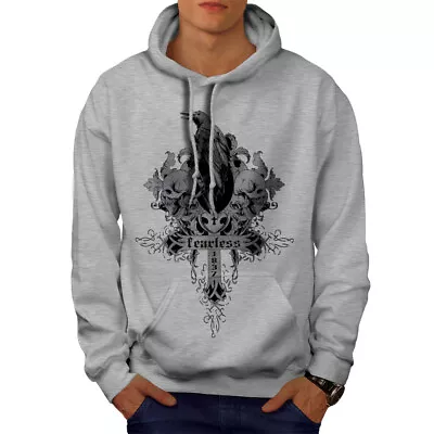 Buy Wellcoda Fearless Death Crow Mens Hoodie, Grave Casual Hooded Sweatshirt • 25.99£
