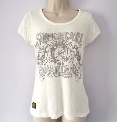 Buy Superdry Small White Grey Spartans Print Tshirt Tee Top Rococo Cherub Vintage  • 4.49£