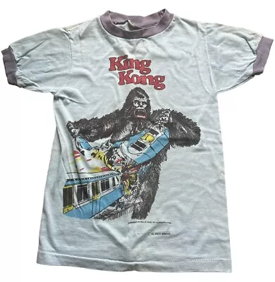 Buy Vtg KING KONG 1976 Train Single Stitch Ringer T Shirt 70s Youth 12 14 • 44.40£