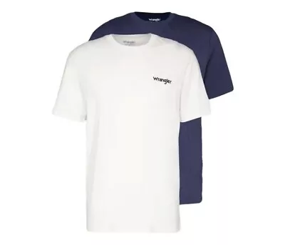 Buy WRANGLER Mens T Shirt Top Tee Navy/white 2 In Pack S  M  L    100%cotton • 19.99£