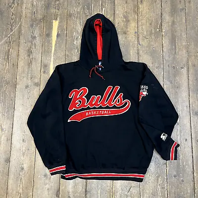 Buy Starter Hoodie Y2K NBA Chicago Bulls Basketball Sweatshirt, Black, Mens Large • 50£