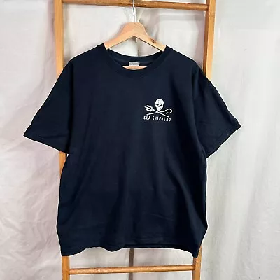 Buy Sea Shepherd Shirt Mens Large Black Rammed Sunk Ships Short Sleeve • 15.58£