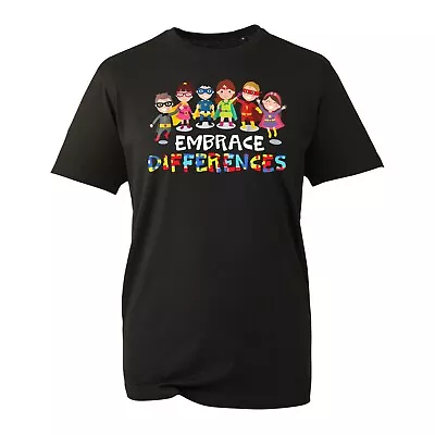 Buy Embrace Differences T-Shirt, Autism Awareness Day Puzzle Hero Unisex Top • 11.99£