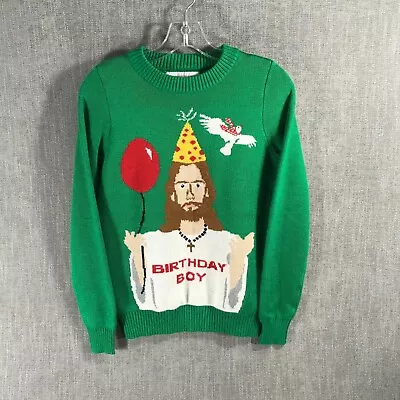 Buy Tipsy Elves Long Sleeve Sweater Women's S Green Jesus Christmas • 13.05£