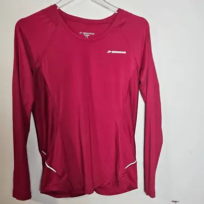 Buy Brooks Large Equilibrium Running L/s Running Activewear Lightweight Top Red • 19.26£