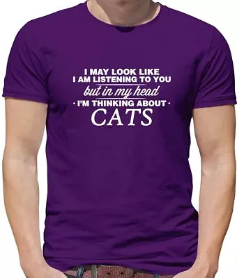 Buy In My Head I'm Thinking About Cats - Mens T-Shirt - Cat Kitten Pet Owner Love • 13.95£