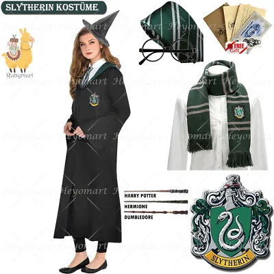 Buy Harry Potter Draco Malfoy Slytherin Robe Cloak Tie LED Magic Wand Scarf Costume • 7.69£