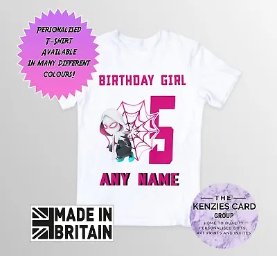 Buy Personalised Spiderman Spidergwen Kids Personalised Birthday T-shirt Any Name V1 • 10.70£
