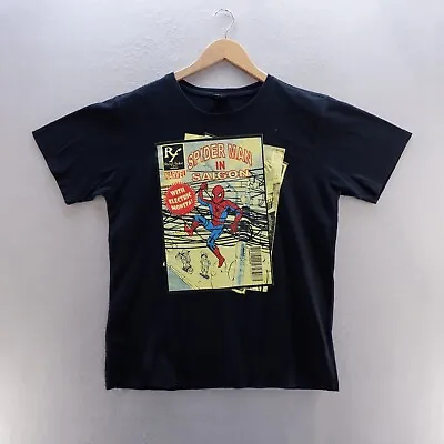 Buy SPIDERMAN T Shirt Large Black Graphic Print Real Fake Saigon Mens • 8.09£