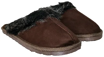 Buy Ladies Faux Fur Lined Slip-on Bedroom Slipper In 3 Colours Sizes S,m,l,xl • 9.99£