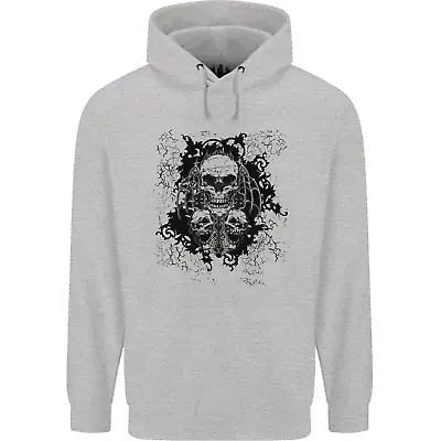 Buy Three Skulls Demon Biker Gothic Tattoo Mens 80% Cotton Hoodie • 24.99£
