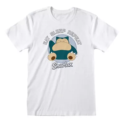 Buy Pokemon - Snorlax Eat Sleep Repeat Unisex White T-Shirt Large - Larg - K777z • 14.48£