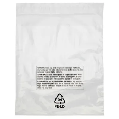 Buy 100 Resealable 10 X 15 Clear Poly Plastic Bags Suffocation Warning Shirt Apparel • 15.42£