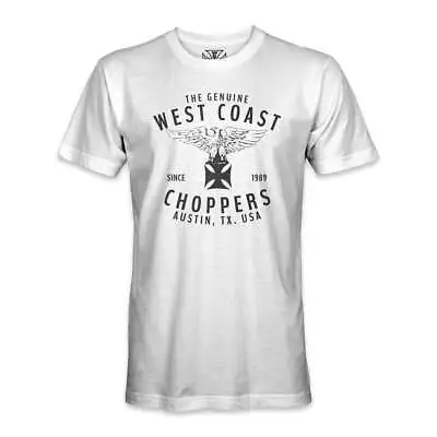 Buy West Coast Choppers Eagle Cotton Moto Motorcycle Motorbike Casual T-Shirt White • 33.75£