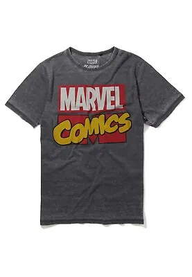 Buy BNWT Marvel Comics Classic Retro Logo Charcoal T-Shirt By Re:Covered • 8£