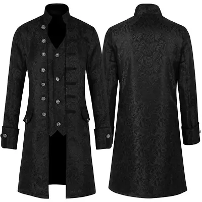 Buy Cosplay Men's Vintage Steampunk Jacket Embroidered Tailcoat Trench Coat • 19.94£