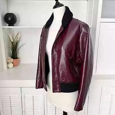 Buy Rag & Bone Burgundy Cabernet Patent Leather Mazy Glossy Bomber Jacket Size S • 120.64£