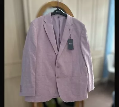 Buy M&S LINEN RICH TAILORED JACKET. 46 CHEST. NWT Pale Pink • 35£