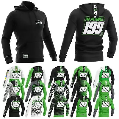 Buy Bright Green Customised Sublimated Hoodie (Adult) Motocross Motorsport Race N... • 54.99£