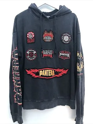 Buy PANTERA Hoodie Black Pullover Band Badges Mens Medium M • 49.95£