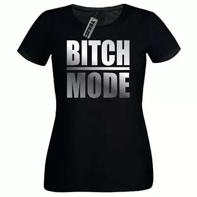 Buy Bitch Mode Ladies Fitted Shirt, Silver Slogan T Shirt, Women's Tee Shirt • 8.99£