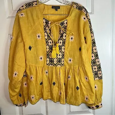 Buy Top Shop Embroidered Gypsy Boho Top Flowy Size 10 Brand New Condition. • 32.96£