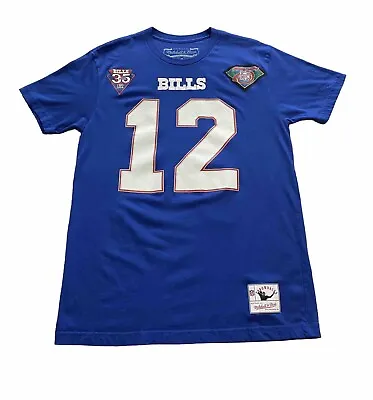 Buy Buffalo Bills Jim Kelly Authentic Mitchell & Ness NFL Football T-Shirt • 20£