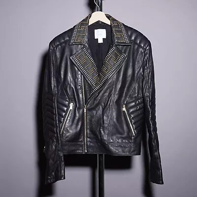 Buy Versace X H&M Leather Jacket LARGE Black L Mens Studded Runway *Rare Sold Out* • 499.99£