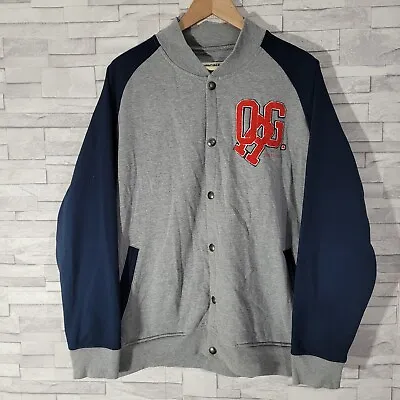 Buy Mens JACK & JONES Baseball Jacket Grey Blue Fleece Casual Collarless XL • 14.85£