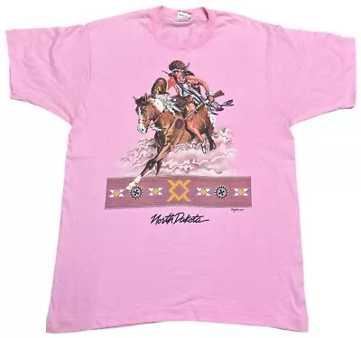 Buy Vintage North Dakota Native American 1989 Single Stitch T Shirt Size L • 34.99£