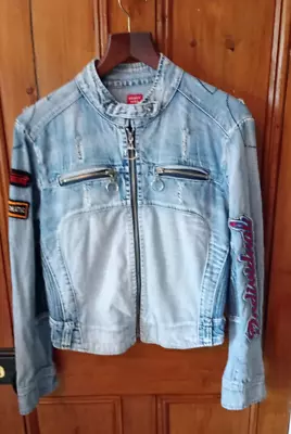 Buy Distressed Denim Jacket By Power Miss, Applique Patches, See Measurements • 25£