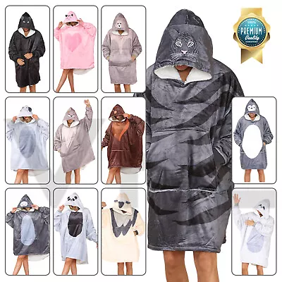 Buy Animal Hoodie Blanket Oversized Sherpa Fleece Giant Big Hooded Sweatshirt Adults • 12.99£