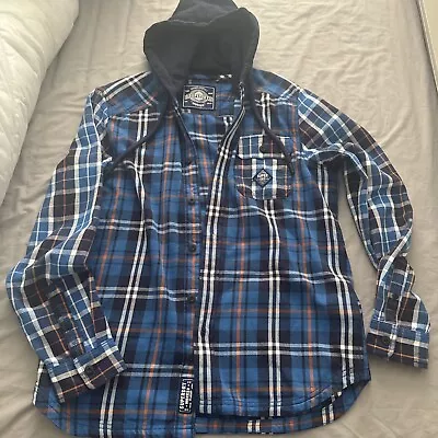 Buy Superdry Hoodie Shirt Jacket Lumberjack Check Large Men’s Blue • 12£