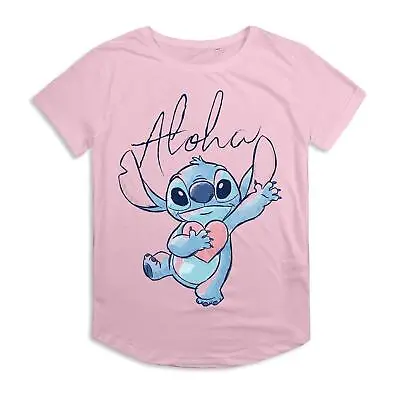 Buy Disney Womens Fashion T-Shirt Lilo & Stitch Heart Aloha Top Tee S-XL Official • 13.99£