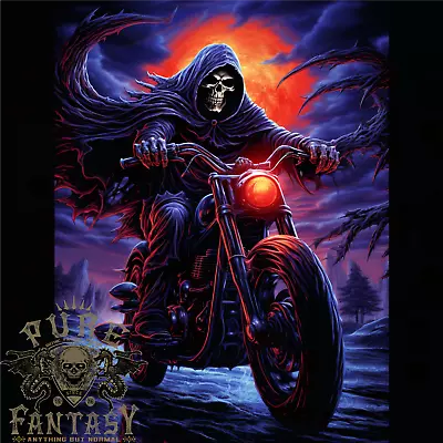 Buy Skull Biker Motorcycle Motorbike Grim Reaper 16 Mens T-Shirt 100% Cotton • 12.75£