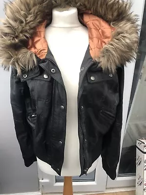 Buy New Look Ladies Bomber Style Faux Leather Jacket Size 16 • 19£