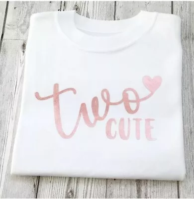 Buy Second Birthday Girls T-shirt 2nd Birthday Top Two Cute Rose Gold • 8.99£