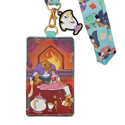 Buy Loungefly Disney Beauty And The Beast Fireplace Scene Lanyard With Cardholder • 14.46£