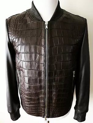 Buy $36795 FREDO FERRUCCI Brown Crocodile Alligator Leather Jacket Size 52 EU Large • 4,721.03£