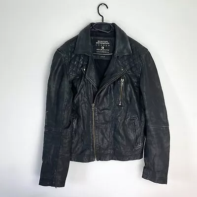 Buy Mens Burton Real Leather Jacket Flight Biker Bomber Vintage Size Mens Medium M • 32.99£