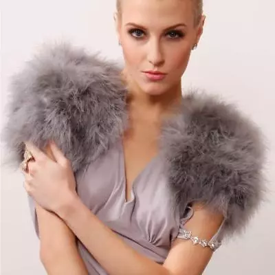 Buy Real Ostrich Feather Bolero Shrug Fur Wrap Jacket High Stylish Bridal Wedding • 26.39£