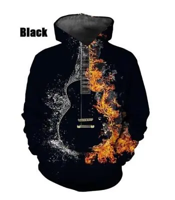 Buy Fashion 3D Guitar Sweatshirts Men Tops Casual Long Sleeve Pullover Print Hoodies • 17.49£