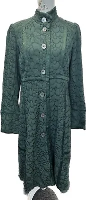 Buy Vintage Ghost Green Embroidered Jacquard Long Jacket Coat Dress Size S/ M • 79.99£